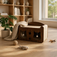 Feline Scratcher Bed Wood-Grain Feline Bed Scratcher Hanging Toy