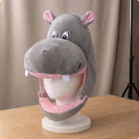 Fuzzy Hippo Hood Cute Hippopotamus Costume Hat Easy to Wear for Performance