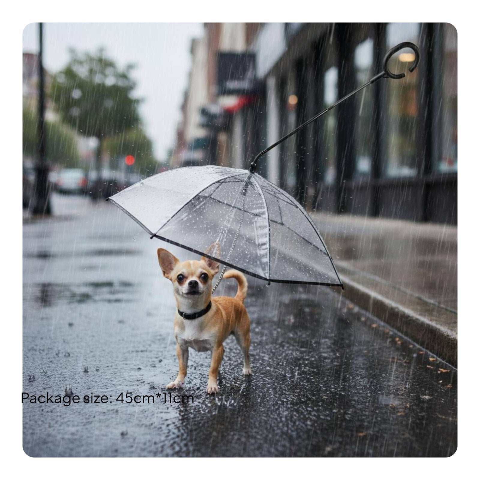 Waterproof Dog Umbrella Hands-Hands-off Transparent Dog Umbrella for Rainy Walks