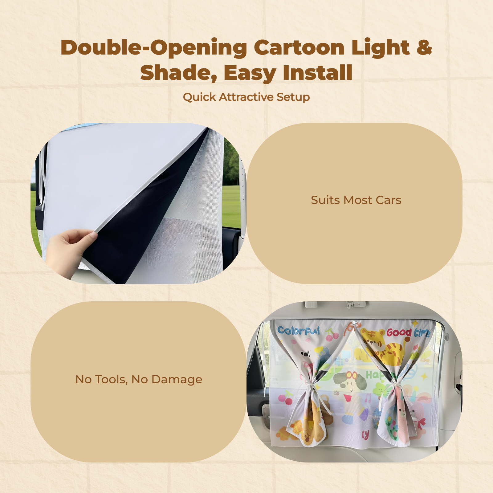 Car sun & cover screen, Solar Protector, magnetized Attachment, Privacy, Universal Fit, Side pane sun shield for infant, Kids, animals