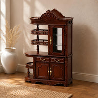 1:12 Scale Cabinet Artisanal Features Mini Display Shelf Ornate Design