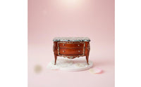 1:12 Scale European Design Miniature Side Cabinet Gold Trimmed Miniature Chest Handcrafted Dollhouse Cabinet for Collectors