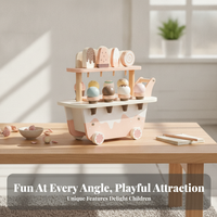 Wooden Ice Cream Cart Developmental Learning Influenced Child Children's Plaything Pretend Ice Cream Cart for Kids