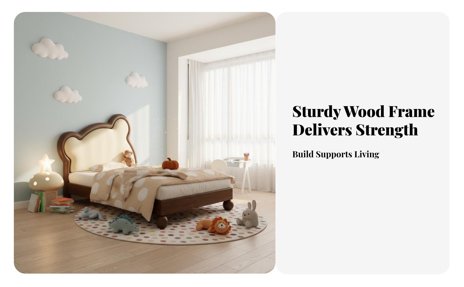 Cartoon design Upholstered Single Bed with Crown Headboard Modern Minimalist Look Princess Crown Bed Soft Padded Frame children's Furniture Anti-Collision Design for Toddlers, Parents, Bedroom, Nursery, Playroom, Guest Room