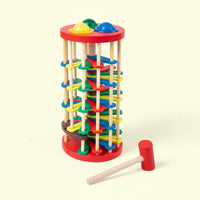Wooden Ball Hammer Toy Fine Motor Skills Colorful Ball Drop Toy for Children