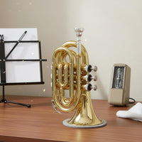 Brass Palm Trumpet Portable Style B♭ Mini Trumpet Anti-Slip Buttons Musical Instrument for Practice