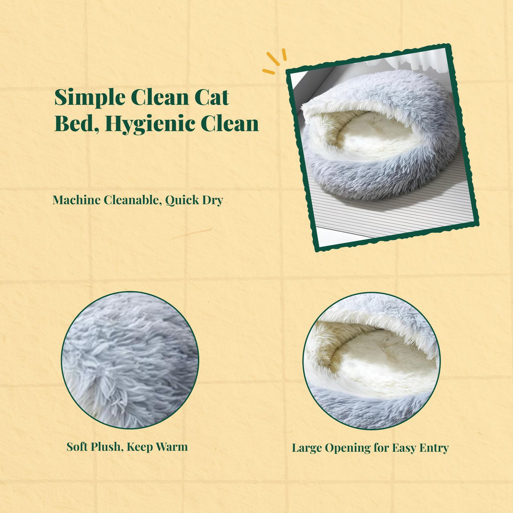 Washable plush cat bed, non-slip