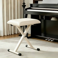 Foldable Piano Bench Upholstered X-Frame Music Chair Space-Saving for Pianists