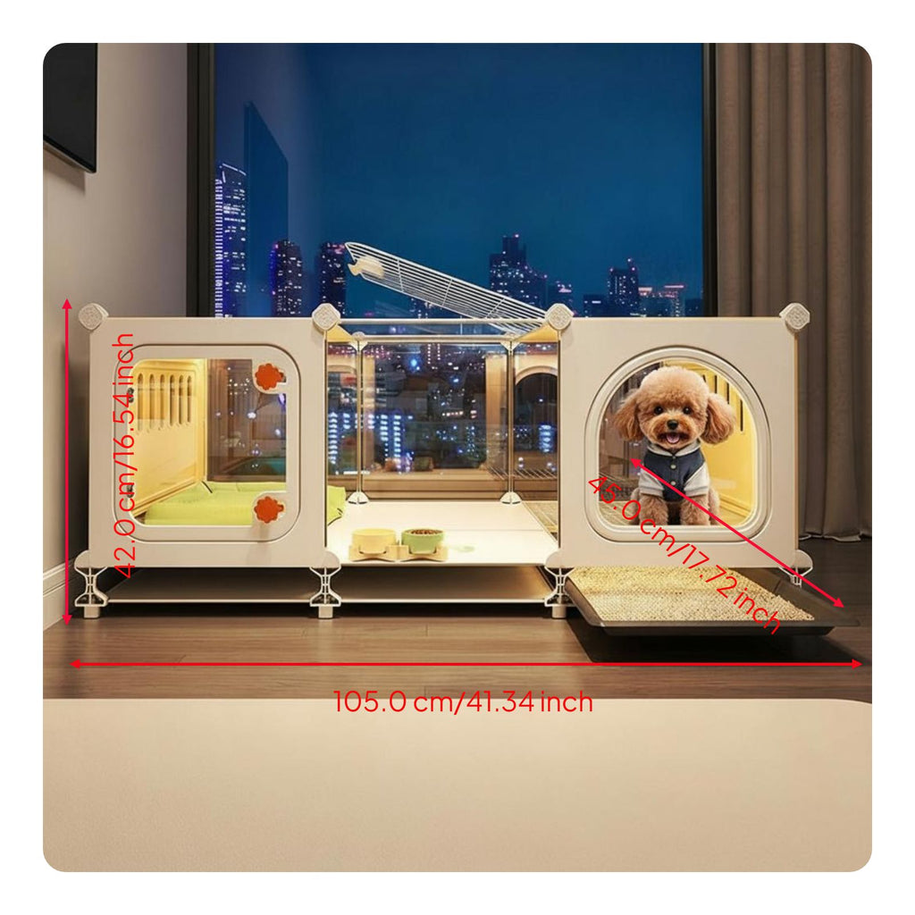 Indoor dog house with toilet