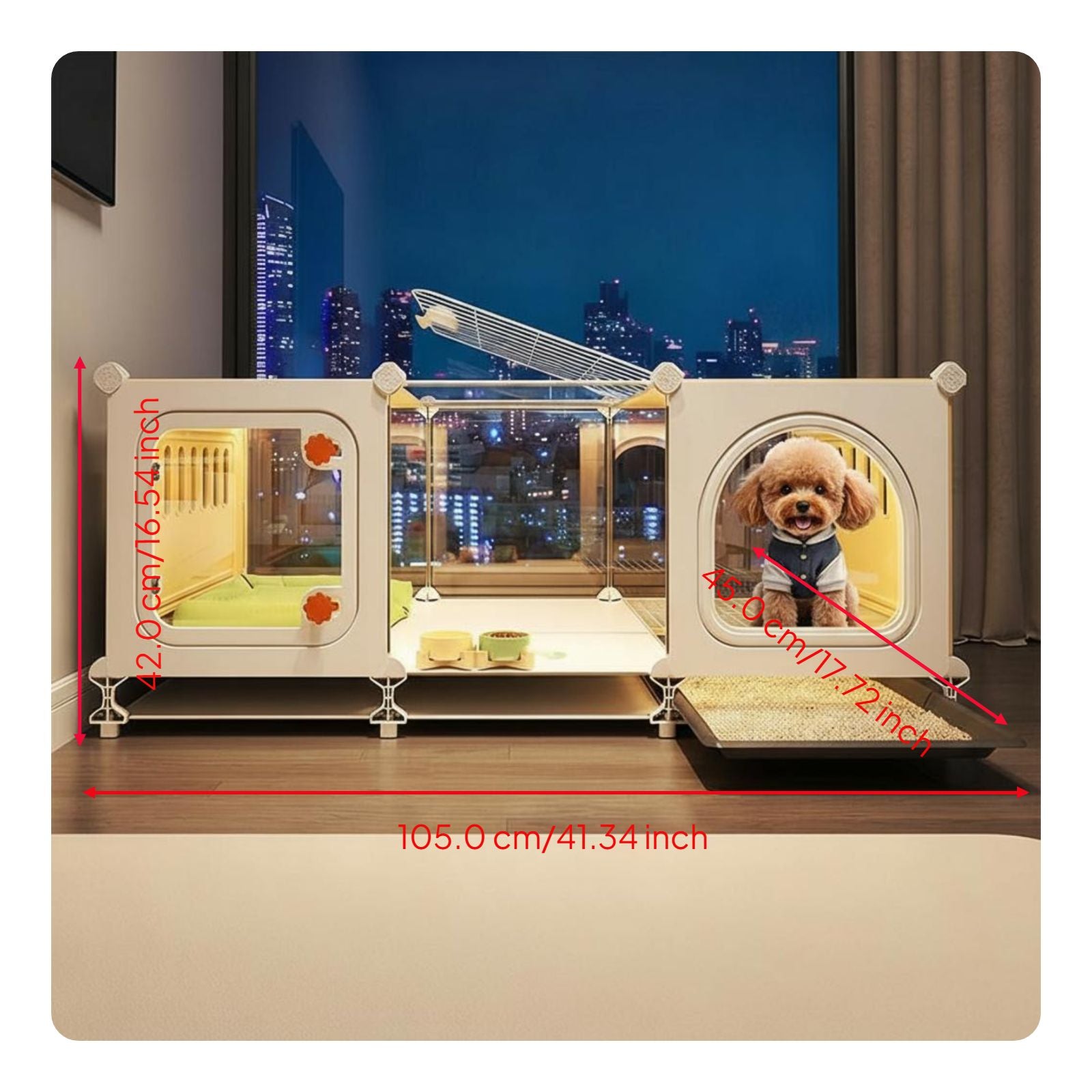 Indoor dog house with toilet