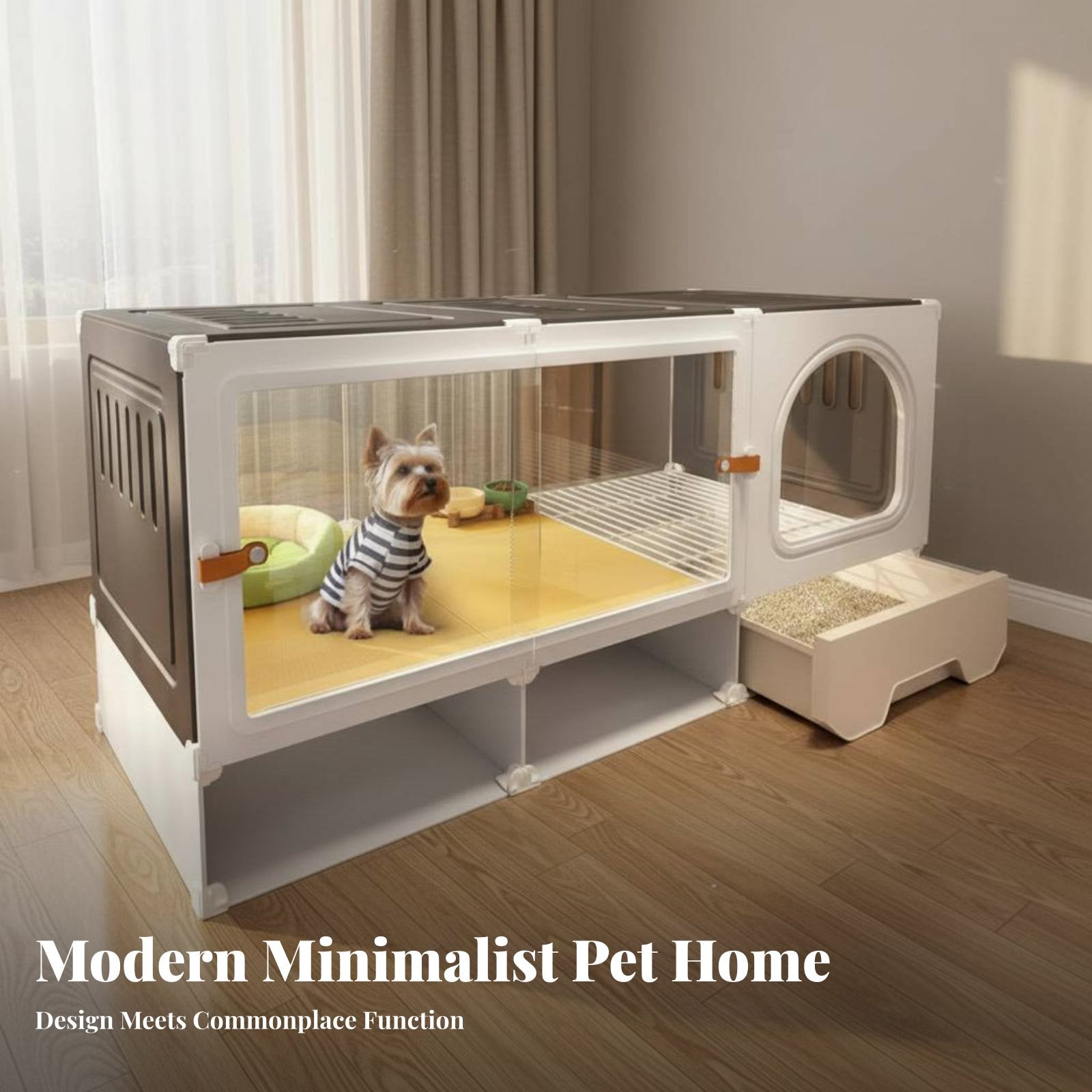 Kennel with Potty Area Luxury Villa Design Pet Furniture Easy to Clean for Home