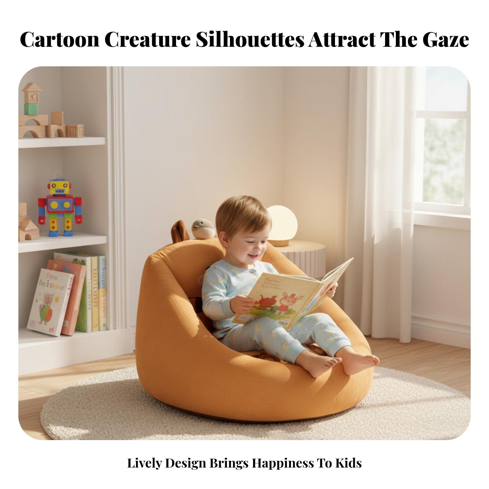 Cartoon Creature Floor Chair Lower Back Support Room Decoration Shape-Retaining