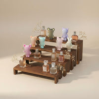 4 Pieces Collectible Display Steps Solid Wood Wooden Display Riser Set