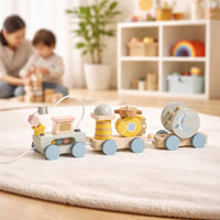 Wooden Creature Train Educational Wooden Pull Train Parent-Child Interaction