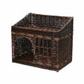 Wicker Cat House Handwoven Enclosed Cat Bed Rattan Pet Kennel Easy to Clean Enclosed Pet Bed Stylish Design for Kittens, Bedroom