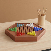 Chinese Checkers Board with Storage Drawer Deluxe Design 6 Player Marble Game