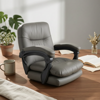 PU Leather Executives Chair Gray High Back Office Chair Upholstered for Study Room