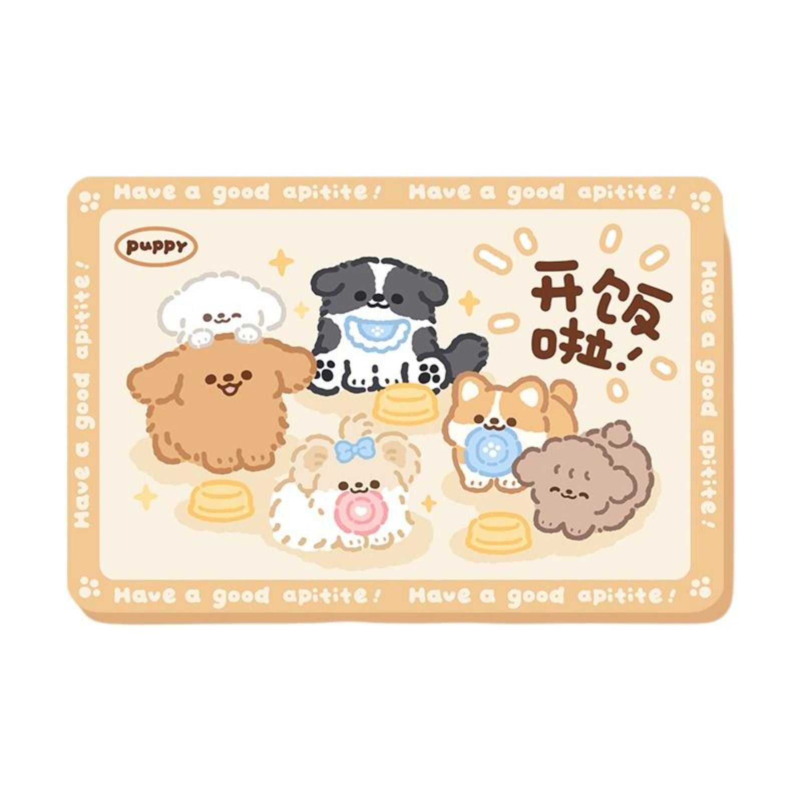 Pet Feeding Mat, Waterproof Cat Placemat, Non-Slip Dog Table Mat, Easy to Clean, Cartoon Print