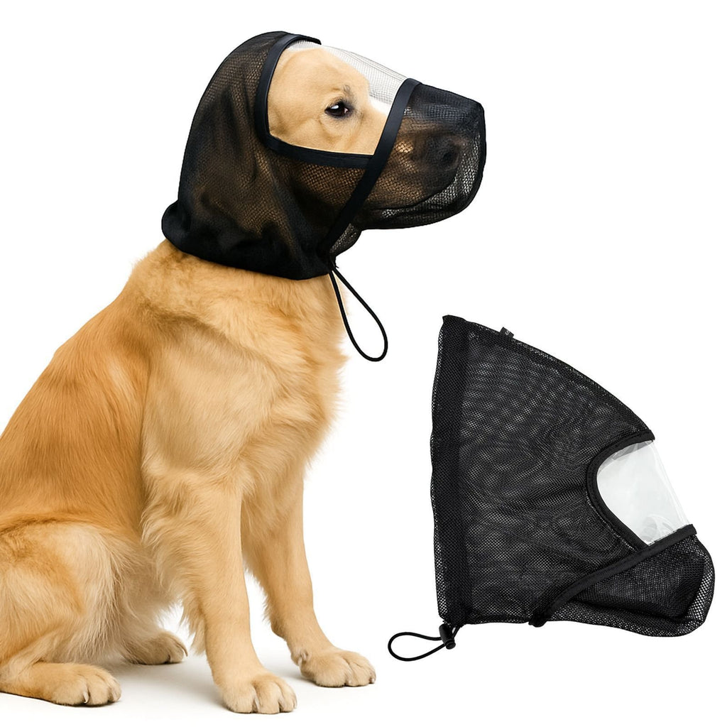 Mesh Dog Mask Adjustable Drawstring Dog Eye Protection Hood for Outdoor