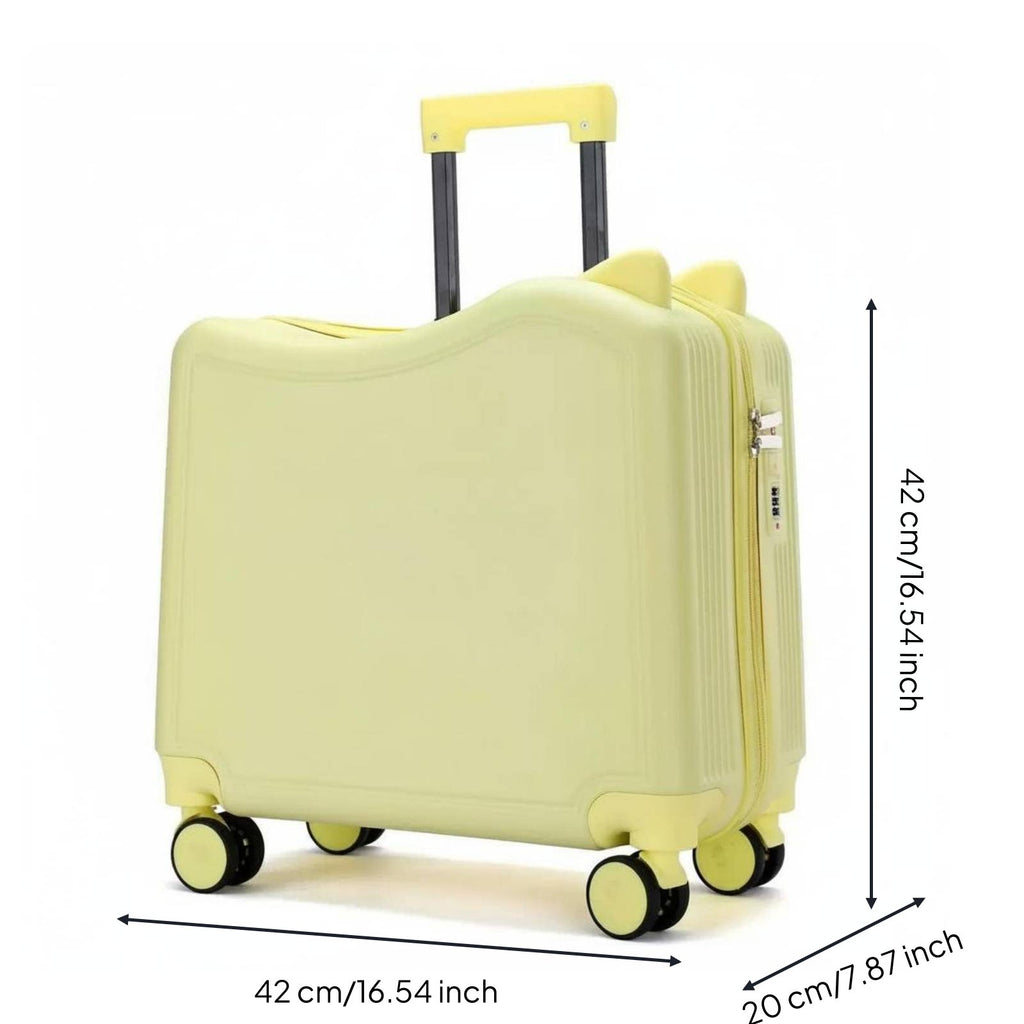 Sit-on Suitcase Rotating Wheels Sit-on Trolley Case Lightweight Kids Rideable Luggage for Young Children, Vacation, Airport