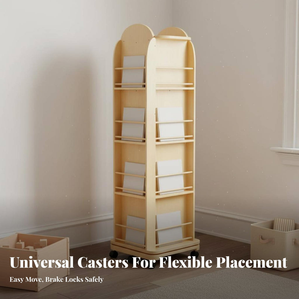 Mobile Rotating Book Rotating Book standDegree Rotation children's Book Storage Unit Space-Saving Double-Sided Reach