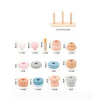 Wooden Dessert Stacker Printed Details Dessert Stacking Toy Imaginative Role Play Pretend Food Stacker