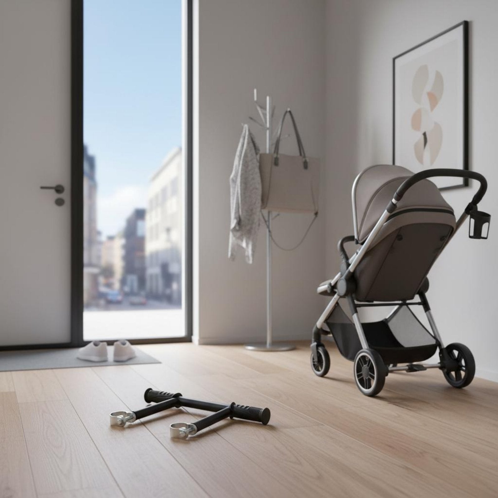 Pram Heightening Handle Easy Installation Pram Push Handle Extension Ergonomic Design Mobility Aid Accessory for Tall Parents