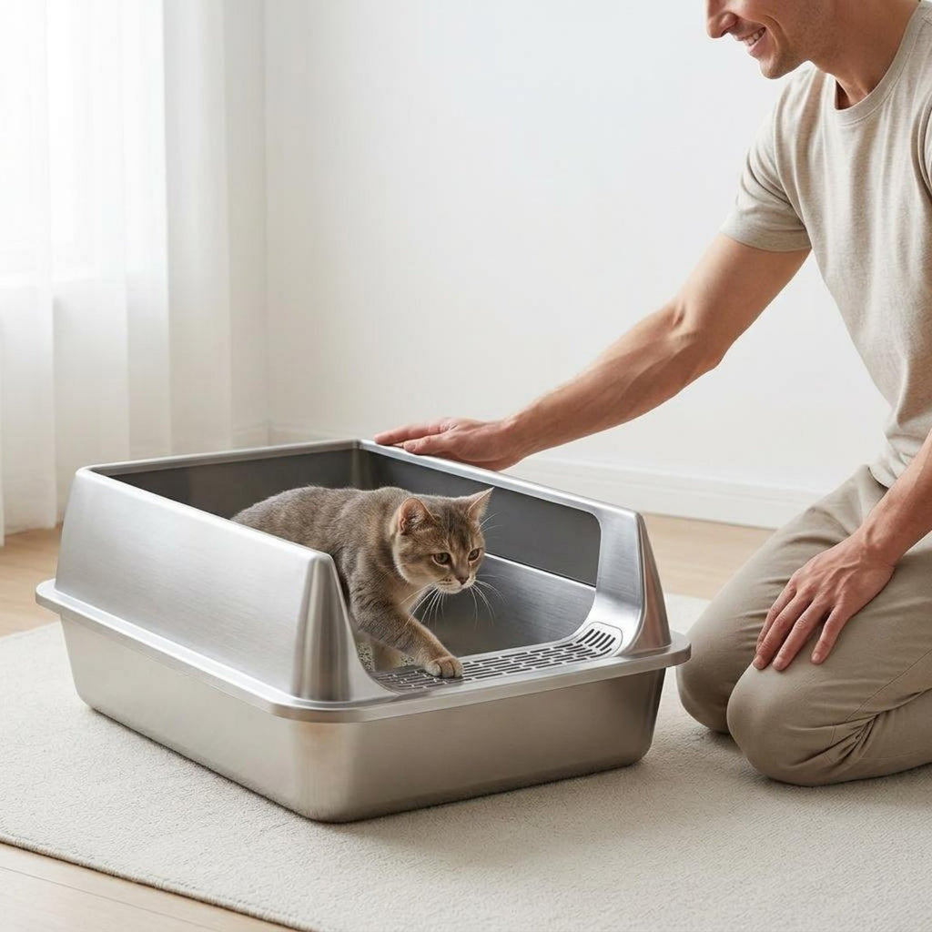 Extra Large Litter Box Splash Proof Semi-Enclosed Litter Box Easy to Clean