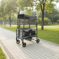 Push Cart Wagon Storage Pockets Wagon Metal Frame Children Transport