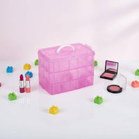3-Layer Storage Box Multipurpose Transparent Organizer Box Clear View Portable Craft Organizer for Vanity