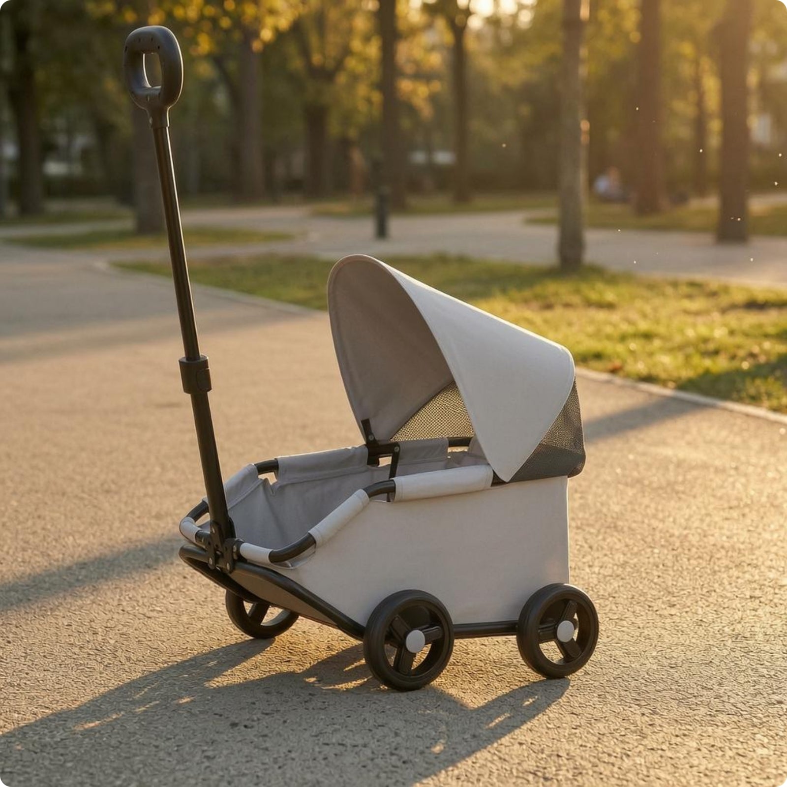 Foldable Pet Stroller Telescoping Handle Rolling Carrier Body
