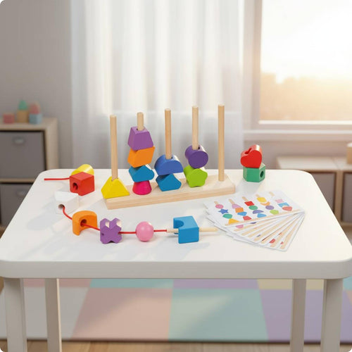 Wooden Shape Matching Toy Vertical Pegs Sorting Game Fine Movement Skills