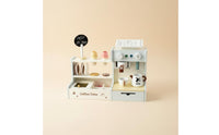 Children's Dessert Shop Toy and Pretend Coffee Shop Set Fine Motor Skills Wooden Coffee Maker Toy for Preschoolers