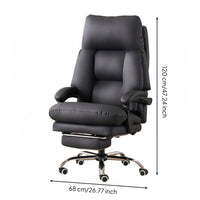 Reclining Office Chair Rolling Casters Chair with Footrest Metal Base Seating Furniture for Enthusiasts