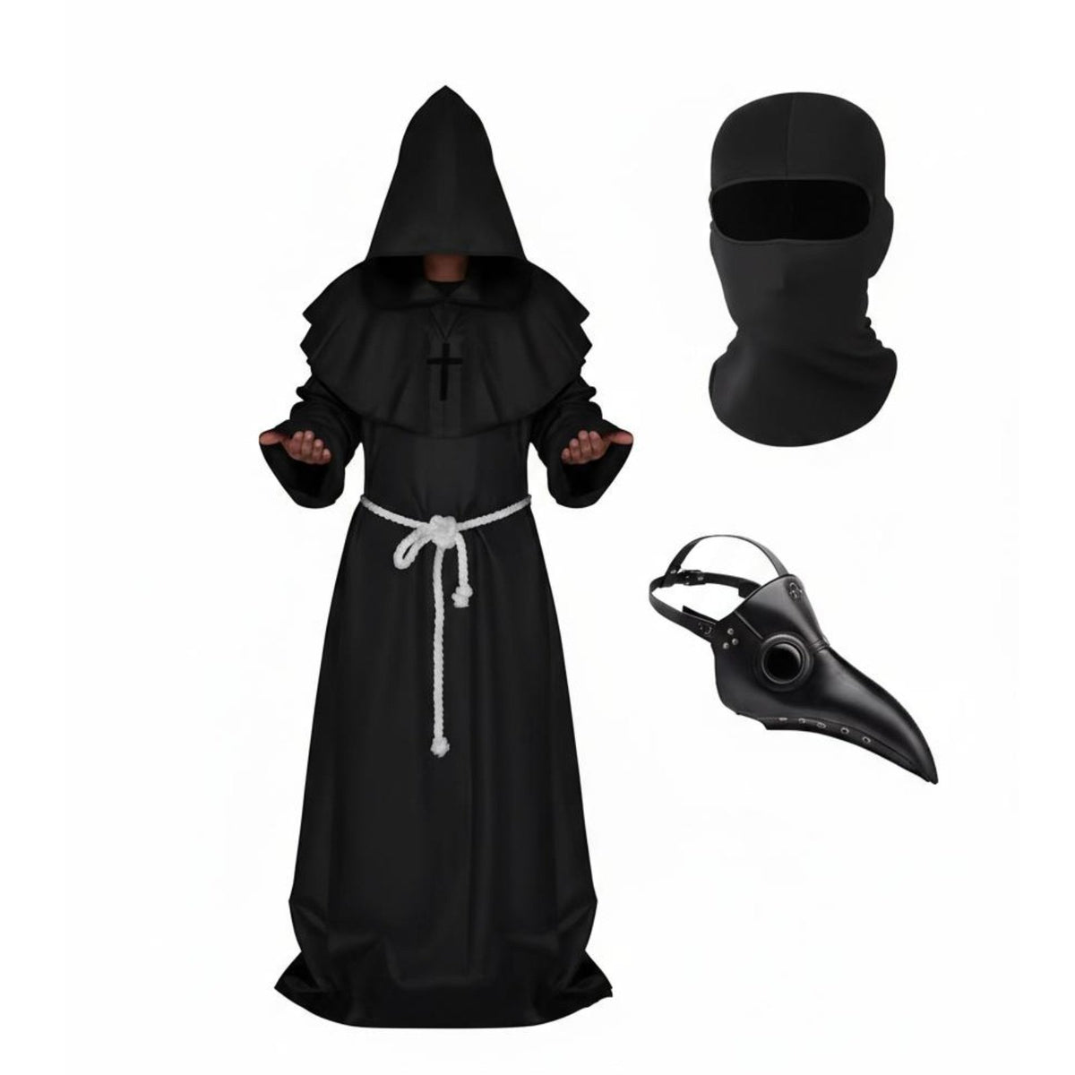 Plague Doctor Costume Faux Leather Accents Gothic Steampunk Robe Scary for Women