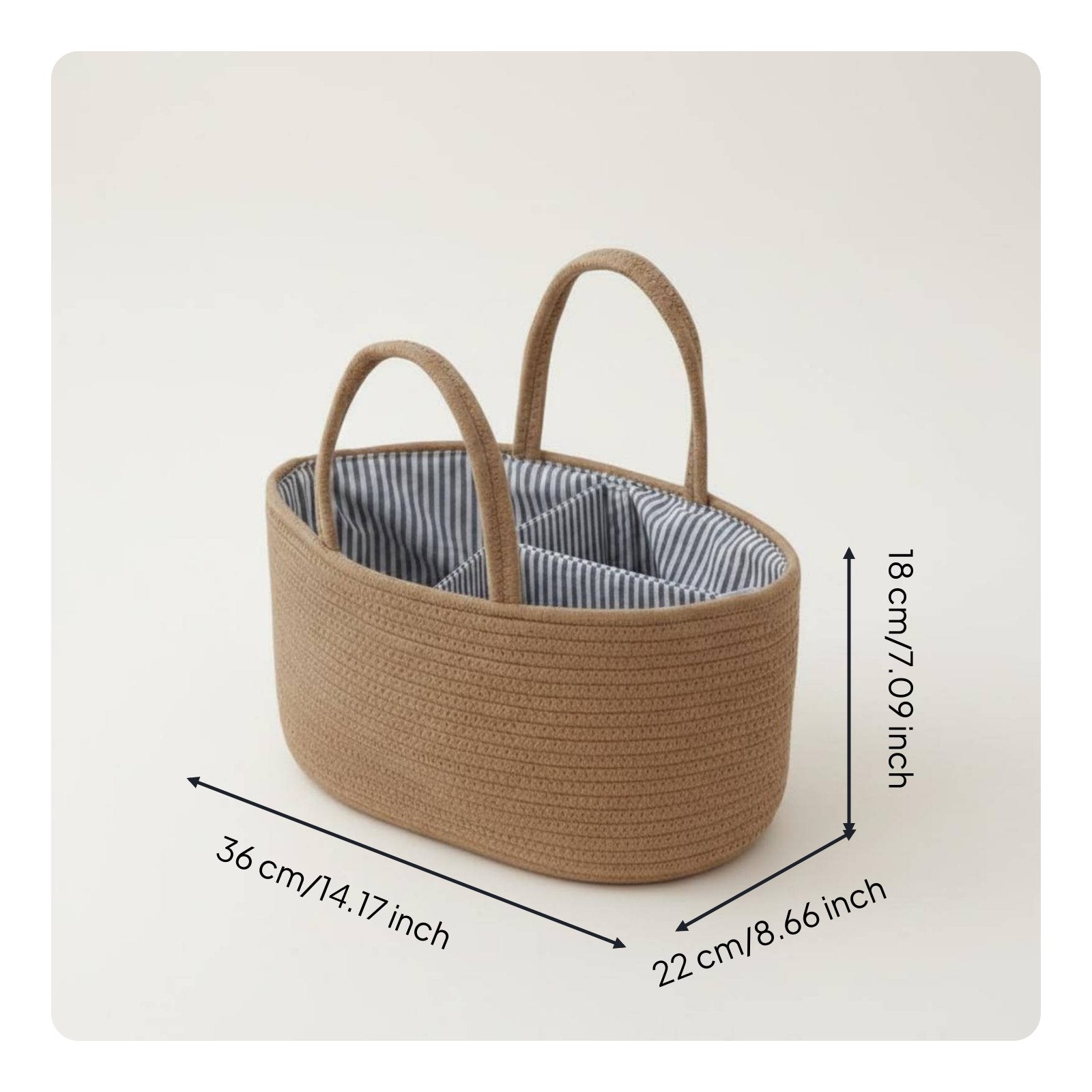 Woven Diaper Organizer Removable Dividers Tassel Diaper Storage Basket
