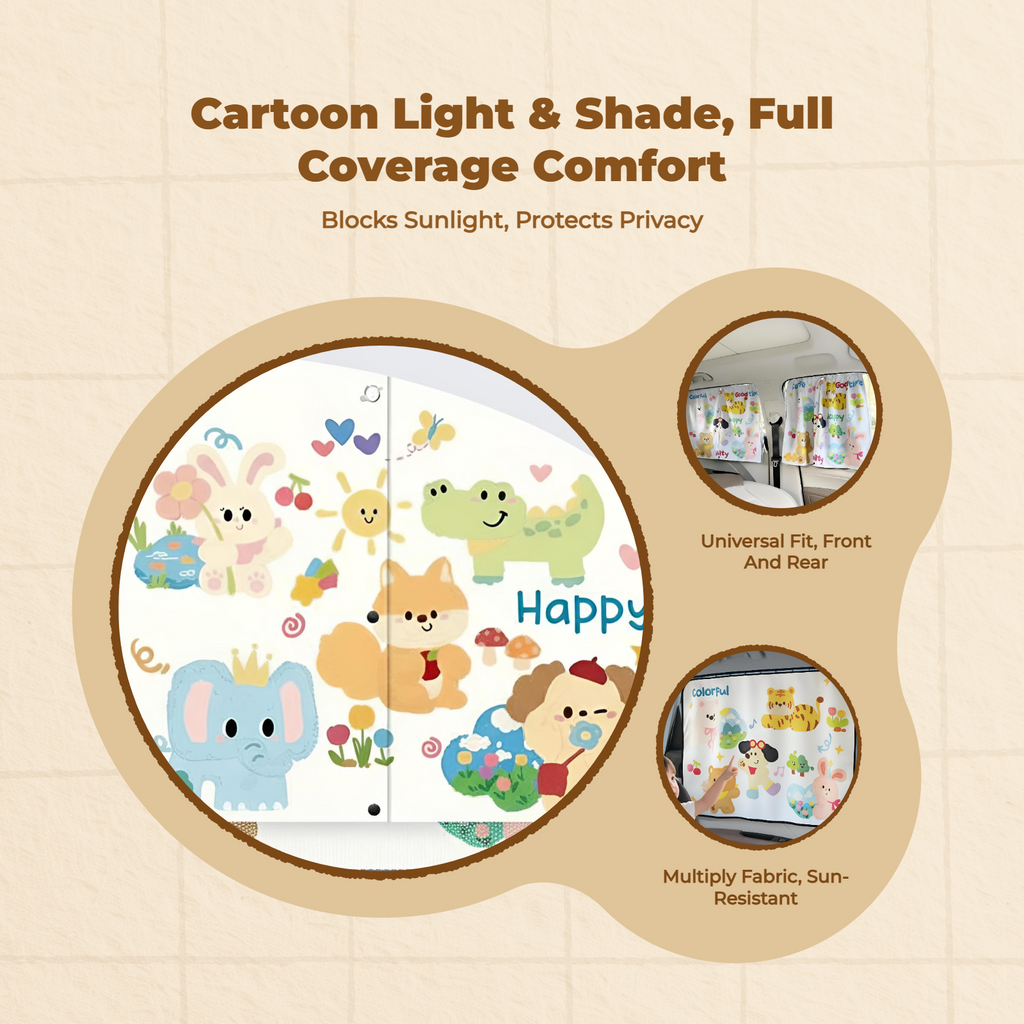 Car sun & cover screen, Solar Protector, magnetized Attachment, Privacy, Universal Fit, Side pane sun shield for infant, Kids, animals