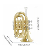 Brass Palm Trumpet Portable Style B♭ Mini Trumpet Anti-Slip Buttons Musical Instrument for Practice