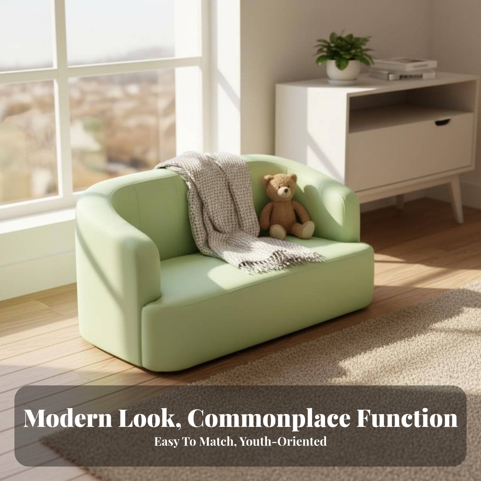 Miniature Upholstered Sofa Soft and Comfortable Upholstered Toddler Lounger Safety Certified snug for Playroom, Nursery, Bedroom