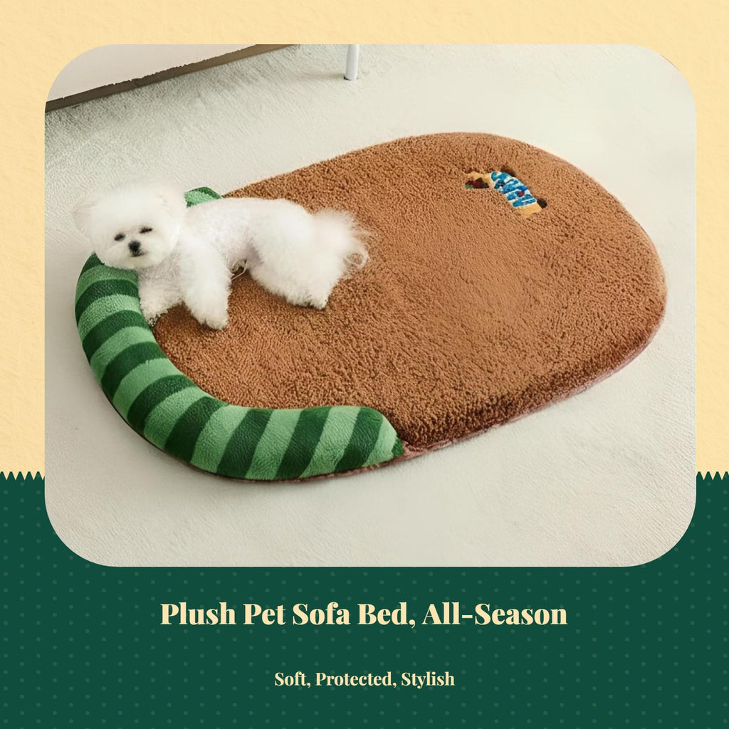 Plush Dog Bed with Removable Cover Comfortable Pet Sofa