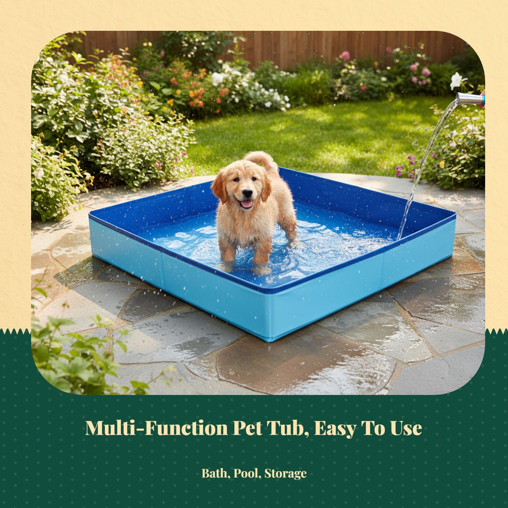 Foldable pet bath, easy drain