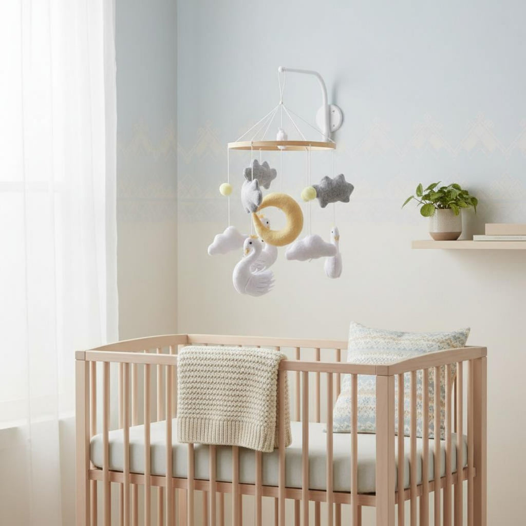 Textile Puff Crib Mobile Nordic Design Puff Crib Mobile Nursery Decor