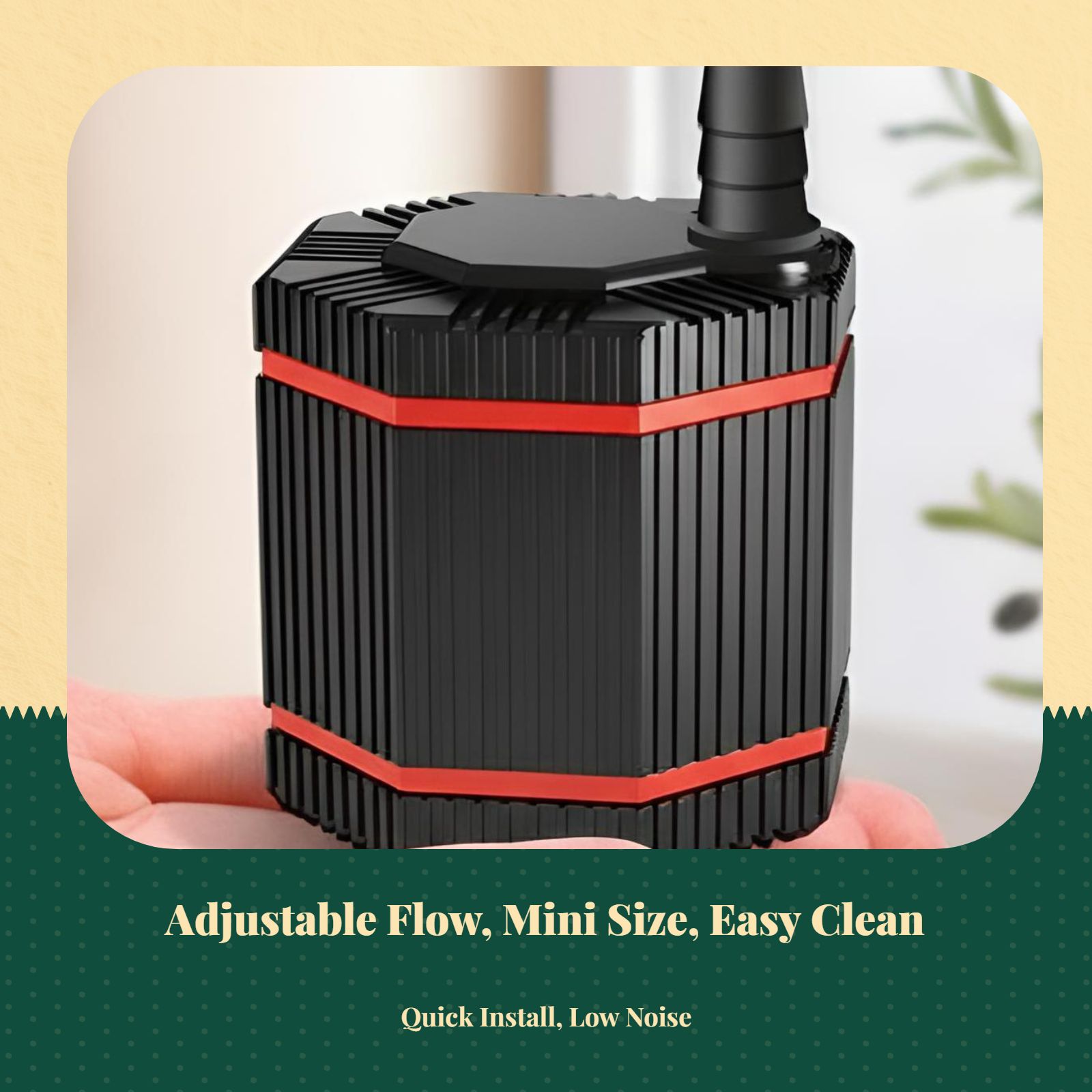 Quiet pump for tanks, hydroponics