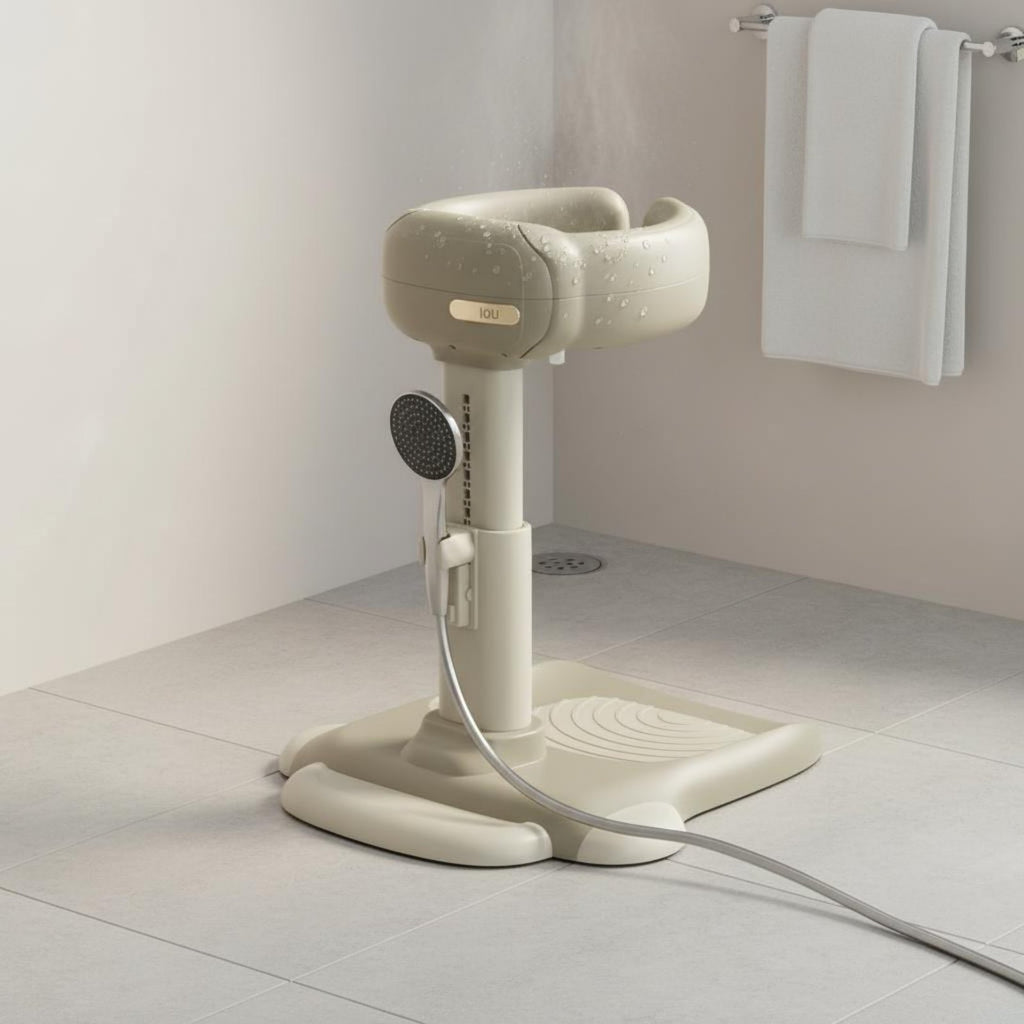 Adjustable Baby Bath Stand Hands-Unrestricted Infant Upright Shower Aid