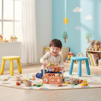 Wooden BBQ Grill Toy Educational Kids Barbecue Playset Early Learning