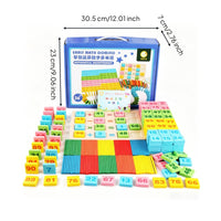 200 Pieces Early Math Tile Set Safe Wood Learning Toy Addition Practice