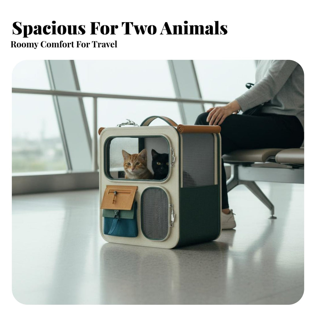 Convertible Pet Trolley Large Capacity Cat Backpack 360° Wheels