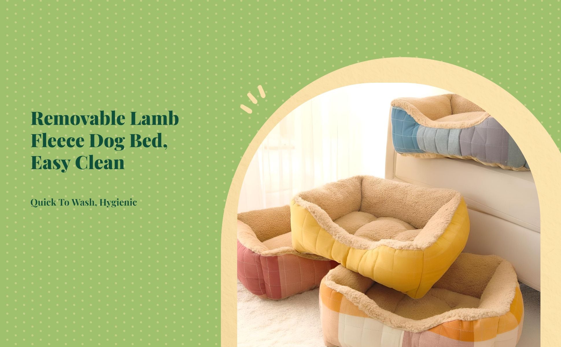 Lambswool semi-enclosed dog sofa with warm, removable cover.