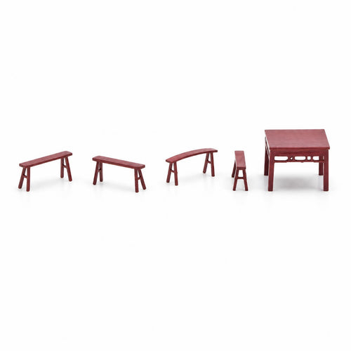 1/64 Scale Table and Stool Set Slim Design Scene Prop Fine Detail for Diorama