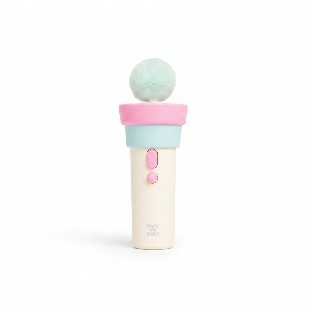 Compact Indoor Use Handheld Cat Teaser Interactive Puff Ball Toy for Cats